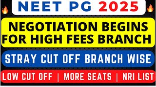 🔥NEET PG 2025 STRAY VACANCY ROUND CUT OFF | NEGOTIATION | POSITIVE SHIFT🔥LATEST NEWS COUNSELLING