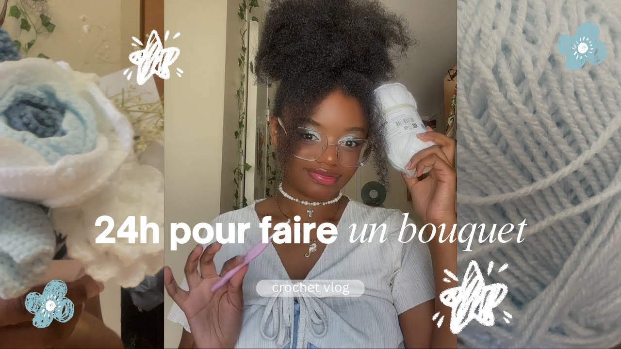 je crochète un bouquet pour mes grands parents 👵🏻 | crochet vlog — mini tuto and more ⋆｡°✩
