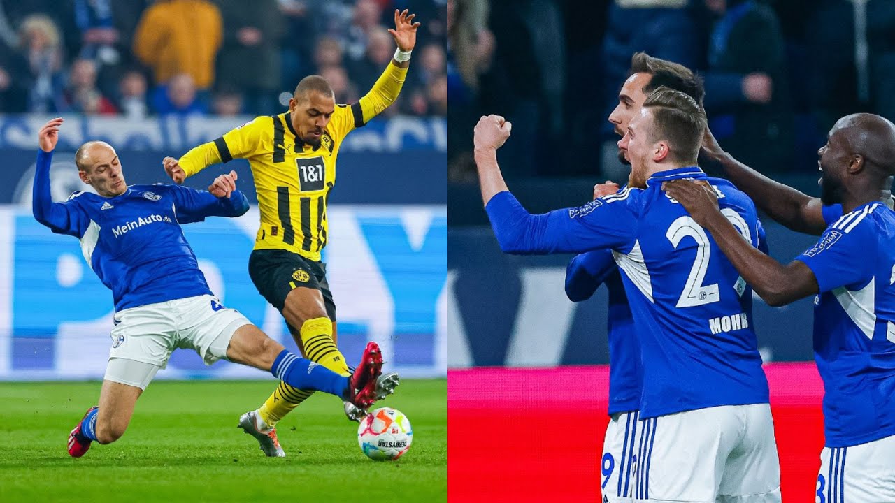 Die Schalker Spieler reagieren auf das 2-2 gegen Borussia Dortmund