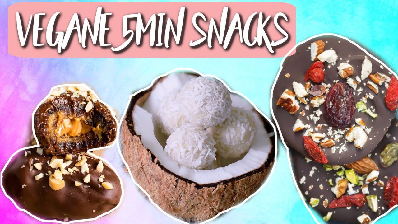 YUMMY😋 GESUNDE SNACK IDEEN in nur 5 min! Veganes Snickers, Veganes Bounty & Mehr! 🍫🥥