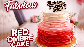 Red Ruffle Ombre Cake