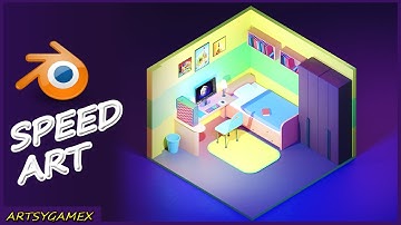 Isometric Room Low Poly | Speed Art | Blender 2.8