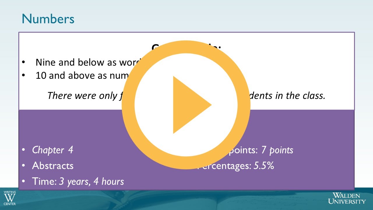 Numbers - Other APA Guidelines - Academic Guides at Walden University
