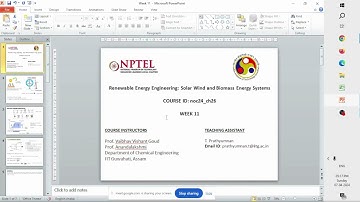 Renewable Energy Engineering: Solar Wind and Biomass Energy Systems | NPTEL Week 11| Part - 1