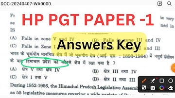 HP PGT PAPER -1(HPPSC ) Answer Key (7 April, 2024) @studyservice_ #paper1 #hppsc