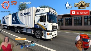 Euro Truck Simulator 2 (1.43) 

Alternative Swap Body Addon For M.A.N F2000 By XBS Swap Body Chassis Addon by Etophia Swap Body Carrier Chassis v1.3.0 by Sebastian7870 New Verison Mercedes Actros MP4 by SCS Krone Profi Box Carrier AZW18 eLB9 [Krone DLC required] Delivery in Russia Promods map v2.60 Realistic Rain v4.1.2 [1.43] Cold Rain v0.2.5 [1.43] Animated gates in companies v4.0 [Schumi] Real Company Logo v1.6 [Schumi] Company addon v2.1 [Schumi] Trailers and Cargo Pack by Jazzycat Motorcycle Traffic Pack by Jazzycat FMOD ON and Open Windows Spring Graphics/Weather v4.6 (1.43) by Grimes Test Gameplay ITA Europe Reskin v1.3 by Mirfi + DLC's & Mods
-Truck
M.A.N F2000
-Load Order
Swap M.A.N
M.A.N
Swap By Sebastian
Mod dependecy
Credits:
Sebastian7870,Etophia,XBS
https://ets2.lt/en/alternative-swap-body-addon-for-m-a-n-f2000-by-xbs/

For Donation and Support my Channel
https://paypal.me/isabellavanelli?loc......

#SCSSoftware #ETS2 #Ukraine #StopWar
Euro Truck Simulator 2   
Road to the Black Sea (DLC)   
Beyond the Baltic Sea (DLC)  
Vive la France (DLC)   
Scandinavia (DLC)   
Bella Italia (DLC)  
Special Transport (DLC)  
Cargo Bundle (DLC)  
Vive la France (DLC)   
Bella Italia (DLC)   
Baltic Sea (DLC)
Iberia (DLC) 
Heart to Russia (DLC) 

American Truck Simulator
New Mexico (DLC)
Oregon (DLC)
Washington (DLC)
Utah (DLC)
Idaho (DLC)
Colorado (DLC)
Wyoming (DLC) 
Texas ( DLC)
Montana (DLC) 

I love you my friends
Sexy truck driver test and gameplay ITA

Support me please thanks
Support me economically at the mail
vanelli.isabella@gmail.com

Specifiche hardware del mio PC:
Intel I5 6600k 3,5ghz
Dissipatore Cooler Master RR-TX3E 
32GB DDR4 Memoria Kingston hyperX Fury
MSI GeForce GTX 1660 ARMOR OC 6GB GDDR5
Asus Maximus VIII Ranger Gaming
Cooler master Gx750
SanDisk SSD PLUS 240GB 
HDD WD Blue 3.5" 64mb SATA III 1TB
Corsair Mid Tower Atx Carbide Spec-03
Xbox 360 Controller
Windows 11 pro 64bit