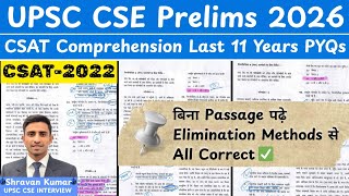 UPSC CSAT Comprehension In Hindi | CSAT 2022 | 100% Accuracy with Elimination Methods &amp; Tricks |