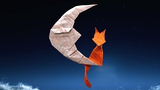 ORIGAMI CRESCENT MOON TUTORIAL (Kakami Hitoshi) 折り紙 三日月 CAT LUNA CRECIENTE GATO