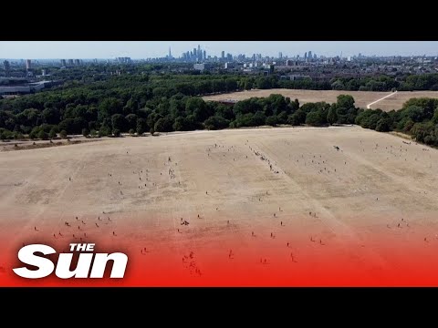 Drone video of dried out football pitches in London as season gets underway during a drought.