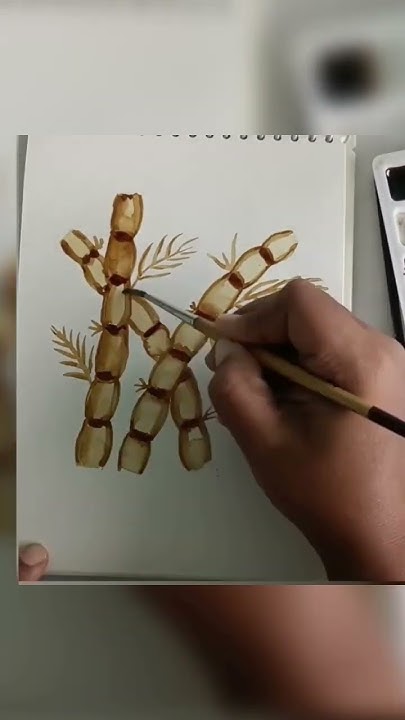 Bamboo tree coffee painting #shorts - YouTube