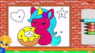 🎨 Color by Number Fun | Ball & Unicorn Donut | Learn Colors for Toddlers screenshot 3