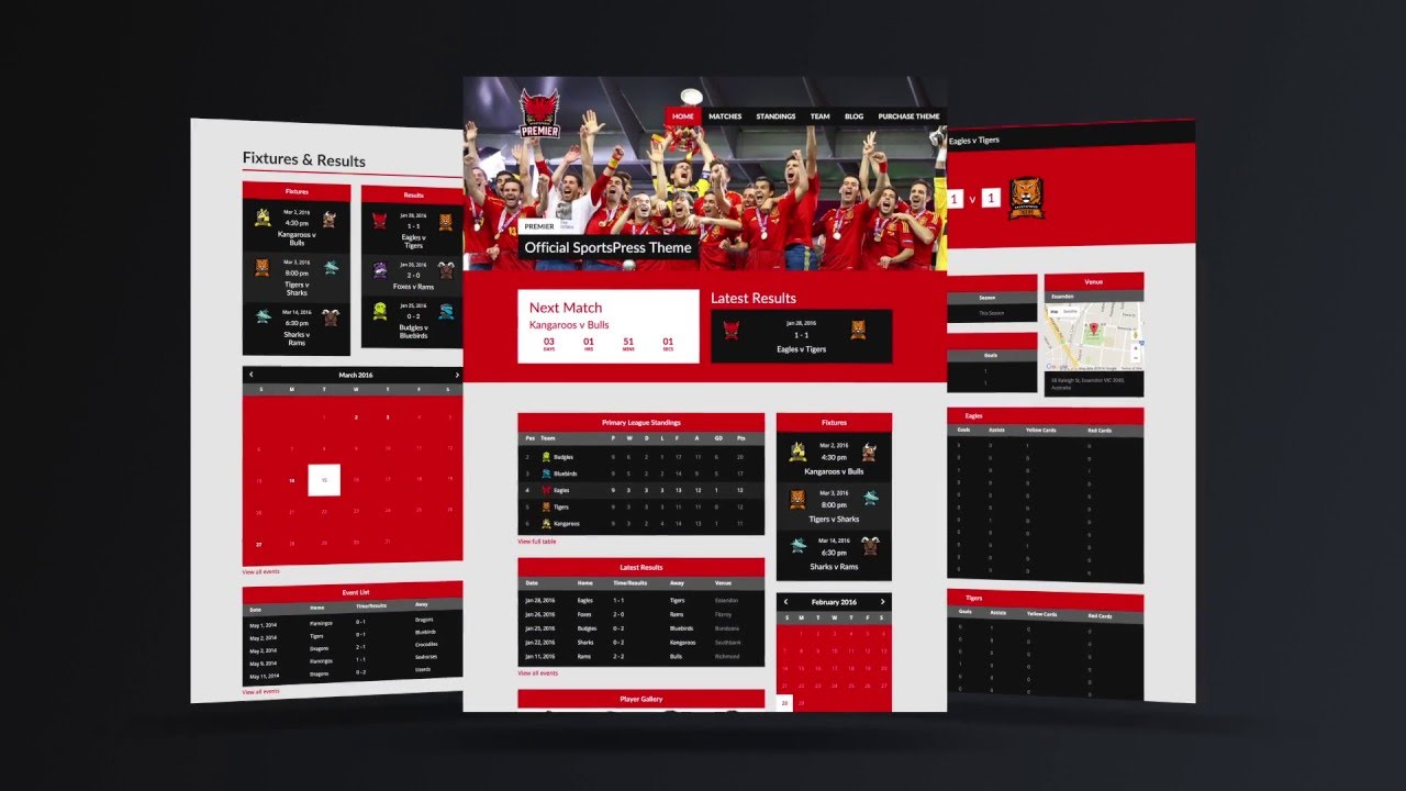 Premier Flat Modern Sportspress Wordpress Theme For Soccer Other Sports Teams