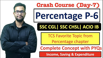 Percentage Part-6 | Income, Saving & Expenditure All types | TCS favourite Topic of percentage
