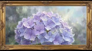 Soft Lavender Hydrangeas 4K | Gold Frame TV Art | 2 Hour Dreamy Floral Screensaver screenshot 1