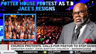 BREAKING: ANGRY congregation from potter's house PROTEST  as T.D Jake's RESIGNS