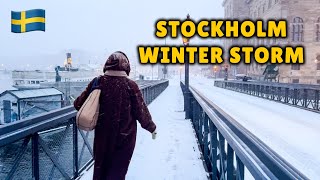 Snowstorm in Stockholm, Sweden  Snowy Winter Walk  4K 60FPS