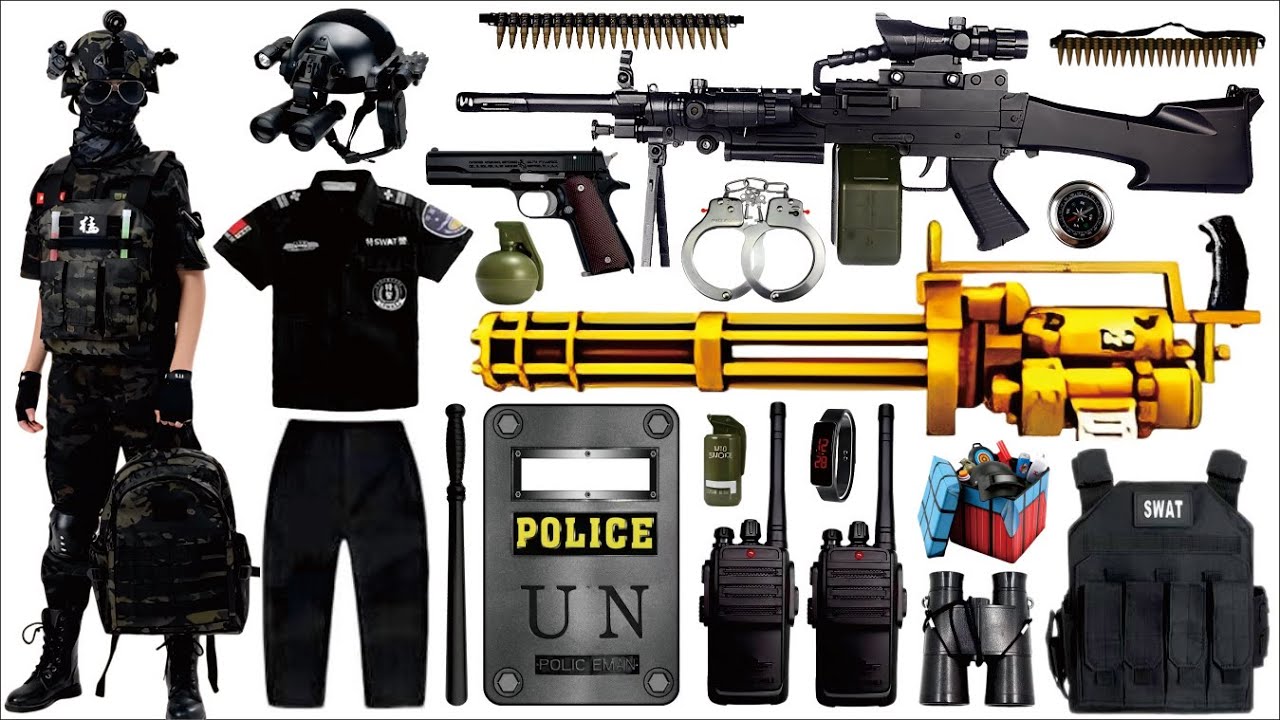 Open the box to collect toy guns, M249 light machine guns,Gatling machine guns,Glock pistols,daggers