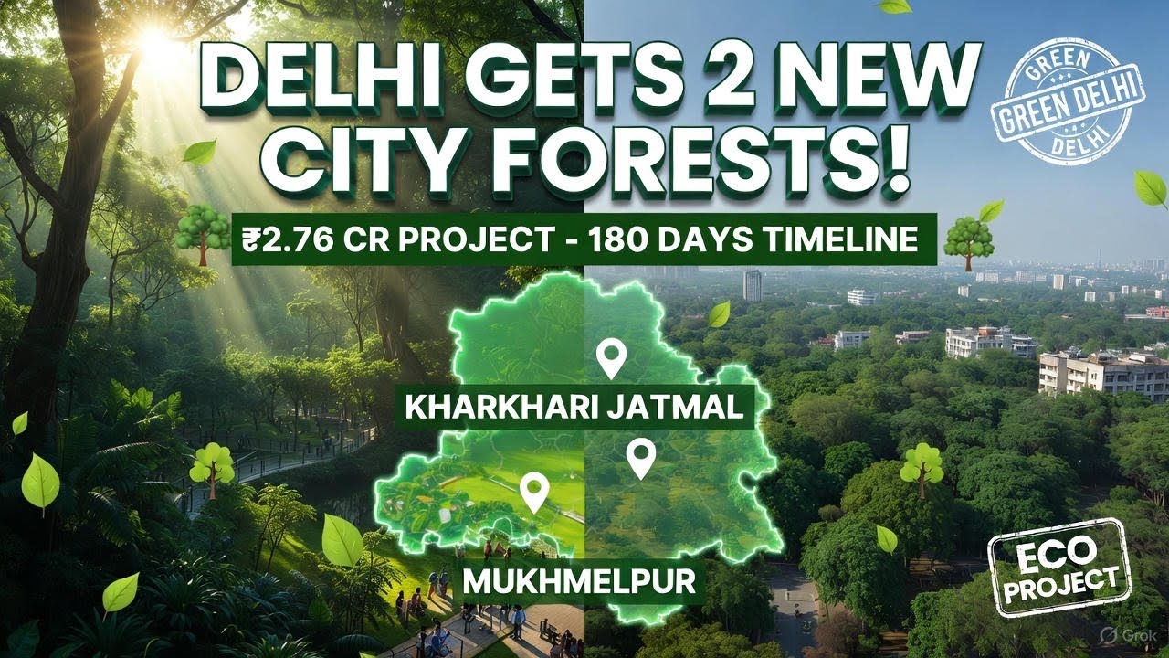 Delhi में बनेंगे 2 नए City Forests!🌳 ₹2.76 करोड़ की Green Revolution Project | Kharkhari, Mukhmelpur