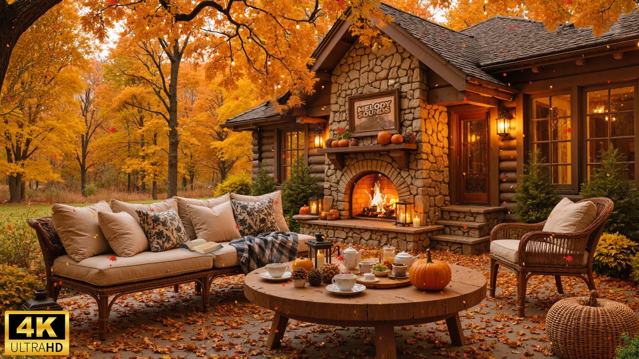 Cozy Autumn Ambience - Soft Piano Music & Crackling Fireplace Sounds for Work, Sleep, Relax