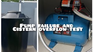 Pump failure and cistern overflow test