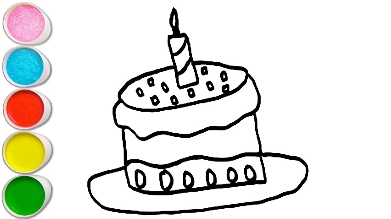 Cute Cake Drawing, Painting and Coloring For Kids and Toddlers _ How to Draw Cake _