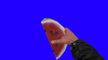 Watermelon Slice in First Person [BLUE SCREEN]