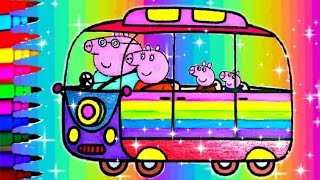 PEPPA PIG DISNEY POOH Compilation Coloring Book Pages Sparkle Rainbow Van Tigger Pooh Piglet Eeyore