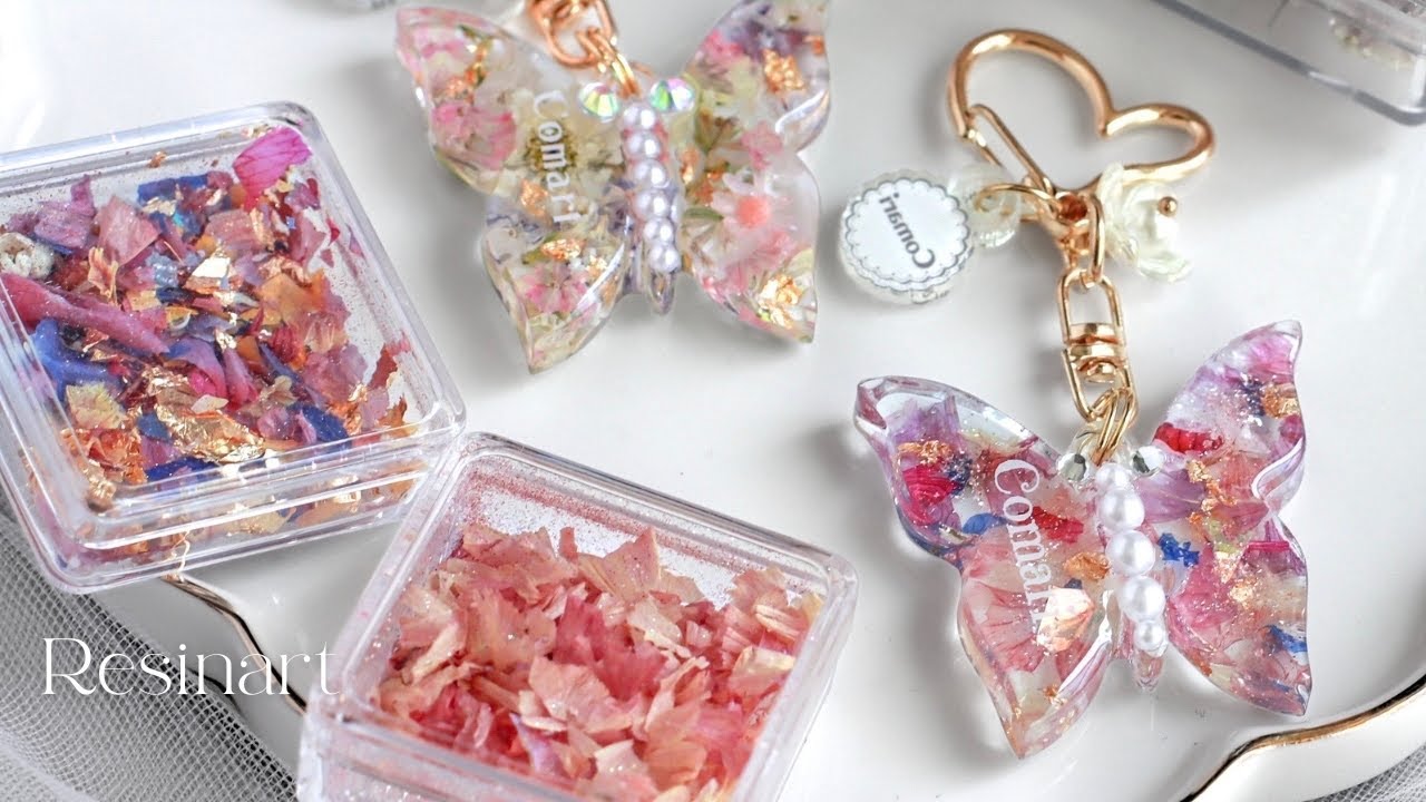 Resin art Stream 467【flower butterfly charms】 - YouTube