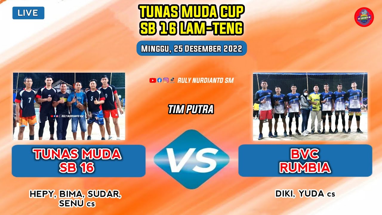 LIVE VOLI HEPY,BIMA,SUDAR,SENU cs (SB16) 🆚 DIKI,YUDA cs (BVC RUMBIA) - VOLI LAMPUNG TERBARU