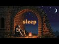 Medieval Music for Sleep • Relaxing Fantasy Ambience, Soft Rain, Campfire &amp; Calm Night Sounds