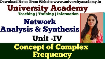 NAS30: Concept of complex frequency, Transform impedances network one port and two port networks