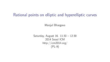 ICM2014 VideoSeries PL9: Manjul Bhargava (Laudation by Benedict Grossi) on Aug16Sat
