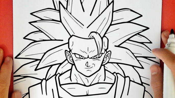 Desenhei o Goku Ssj 4 Semi-realista e coloquei efeitos o PC. Colori o