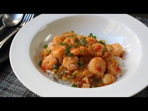 shrimp-etouffee-recipe---spicy-creole/cajun-shrimp-sauce-on-rice---frozen-shrimp-tips