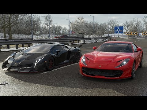 forza-horizon-4-drag-race:-lamborghini-veneno-vs-ferrari-812-superfast