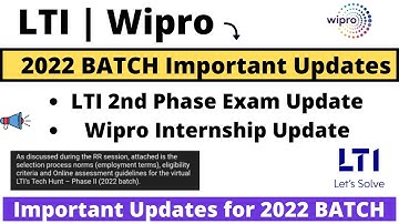 LTI Tech Hunt Phase-2 |  Exam Date Released | Fill Form | Wipro Internship Bond Update | 2022 BATCH