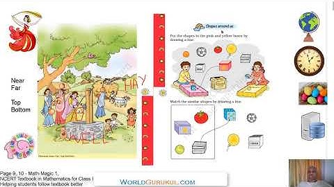 Math Magic 1   Page 9,10   Near far, top bottom, shapes around us   NCERT Mathematics for Class one