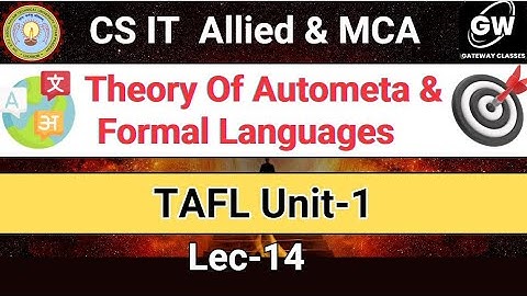 Lec-14 I UNIT-1 Theory of Automata and Formal Languages I TAFL I GATEWAY CLASSES I AKTU