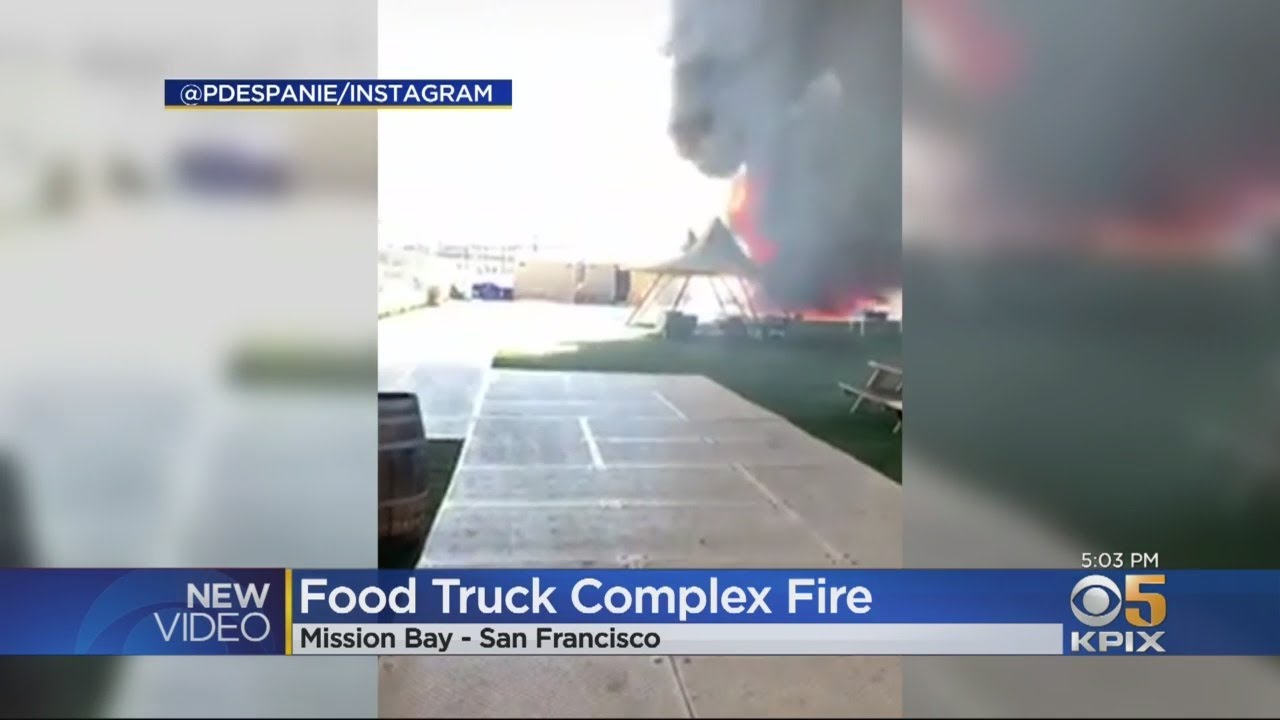 San Francisco Firefighters Knock Down Fire At Mission Bay Food Truck Complex - YouTube