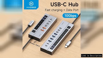 Hagibis USB C HUB Type-C Docking Station Individual On/Off Switches With LED Display 10Gbps USB C Sp