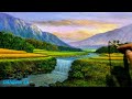 How to paint landscape by dandan sa  cara menggambar  melukis pemandangan alam tutorial 18