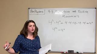 9-3 Multiplying and Dividing Monomials