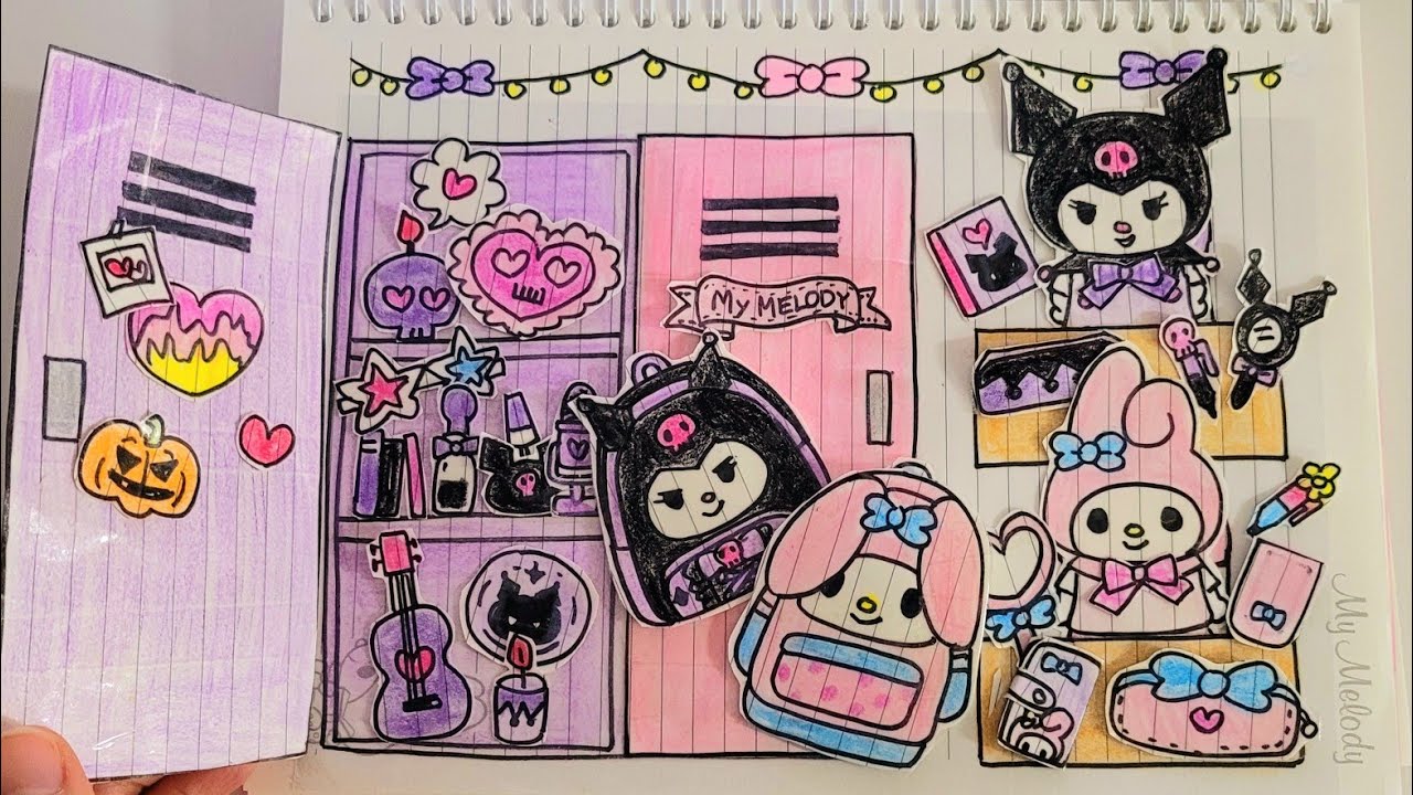 🎀paperdiy🎀 My Melody and Kuromi Locker 🎒📚마이 멜로디와 쿠로미의 사물함 종이놀이