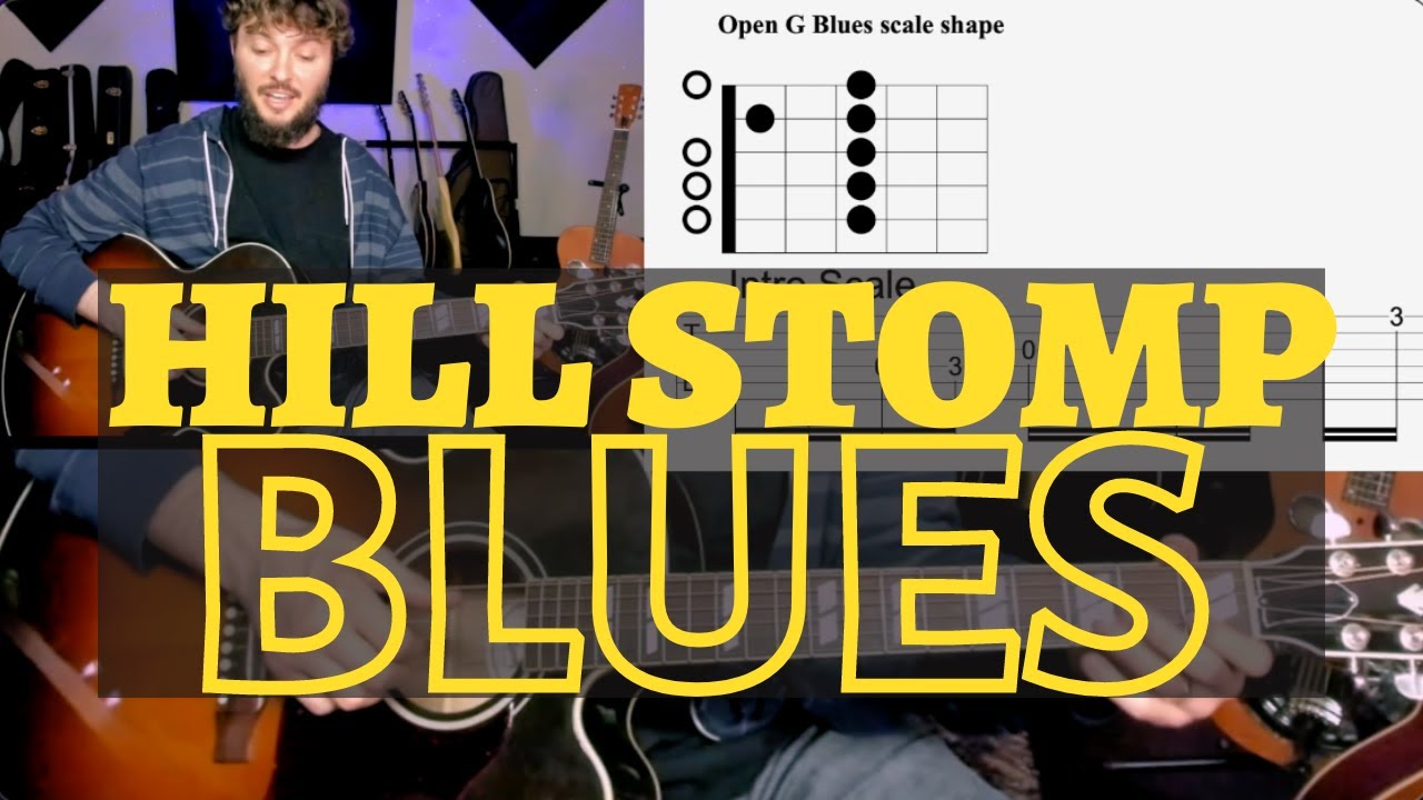 Robert Belfour (Hill Stomp) Guitar lesson in open G (open F) with tabs...