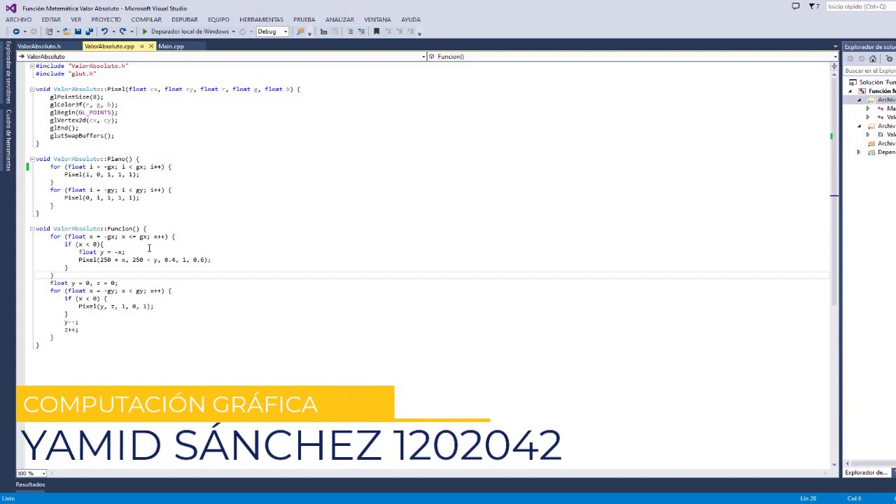 Función Matemática Valor Absoluto || OpenGL Visual Studio || C++ - YouTube