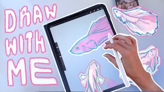 Draw with me for 40 mins ✨ unedited drawing | body doubling