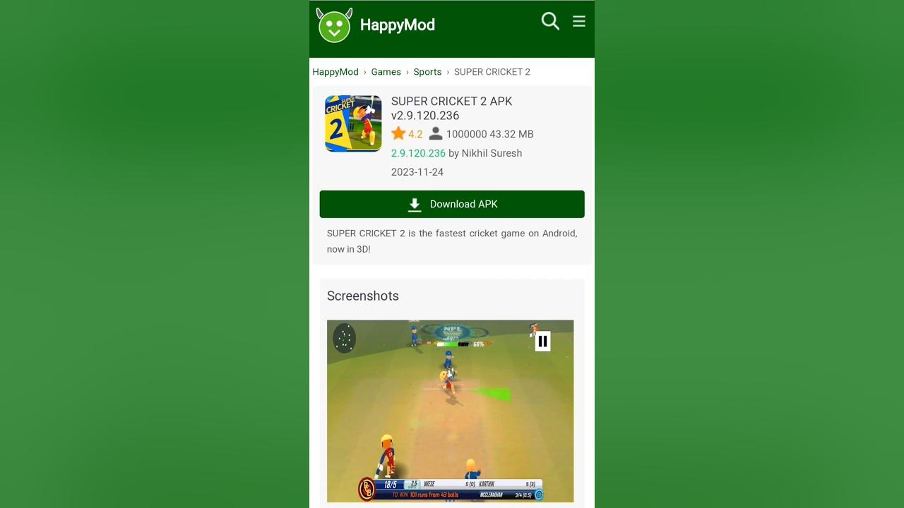 Super cricket 2 hack version supercricket hackversion hack cricket