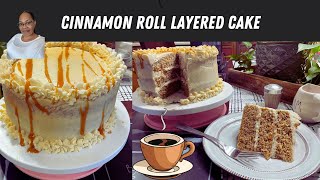 CINNAMON ROLL CAKE LAYERED CAKE #homemadecooking #cooking #amazing #homemade #yummyrecipe