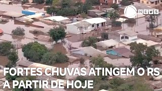 Fortes chuvas atingem o Rio Grande do Sul a partir de hoje