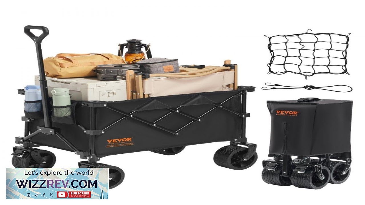 VEVOR Collapsible Folding Wagon 220 L Beach Wagon Cart with All Terrain Wheels